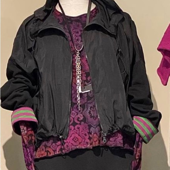 Black 3/4 length sleeve Mango spring weight puffer sz 8 - Picture 5 of 5